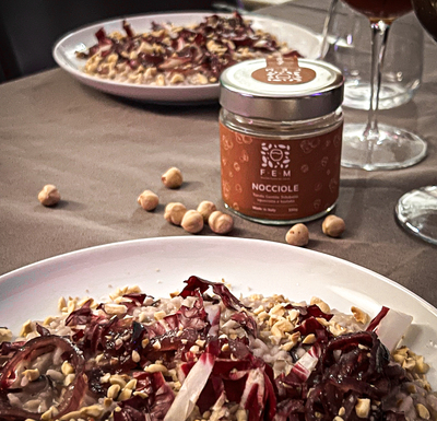 Ricetta Risotto al radicchio, gorgonzola e nocciole